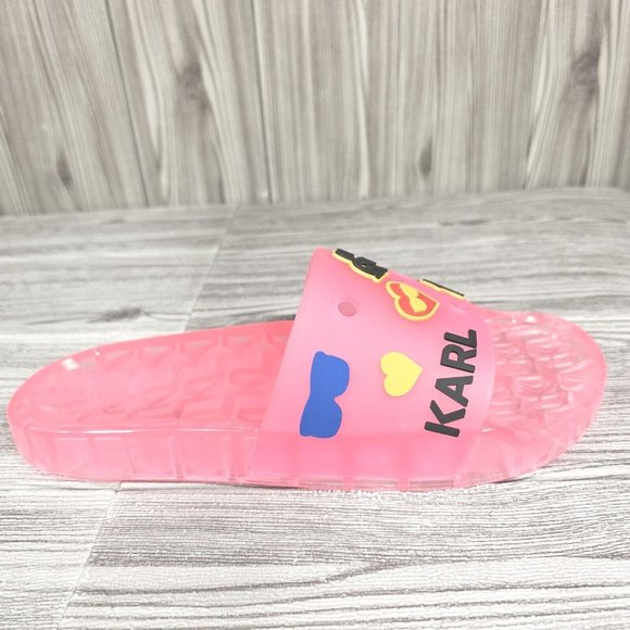Karl Lagerfeld Paris Thea Fuchsia Pink Translucent Pool Slides-Women's Size8 NEW - Picture 12 of 16